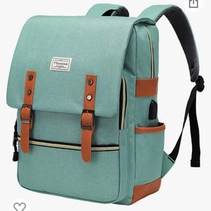 Blue Modoker Vintage Laptop Backpack for Women and Men, School College Backpack